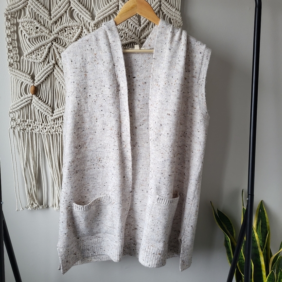 peyton Primrose | Sweaters | Peyton Primrose Open Sleeveless Long Tan Knit Cardigan  Sweater With Hood Size L | Poshmark